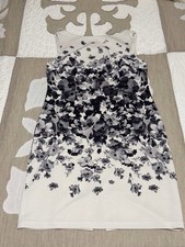 Women's Sleevless White Floral Print Dress Size 14