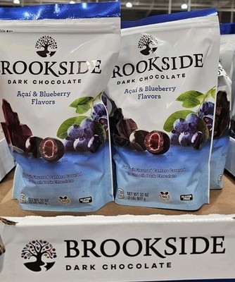 (2-pk) Brookside Dark Chocolate Acai and Blueberry Flavors 32 oz Each Pack