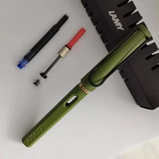 New Lamy Fountain Limited Safari All Green Fine Nib Pen (Fine (EF))