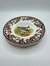 Spode Woodland Salad Plates Set of 6 Birds Pattern England 20.5 cm