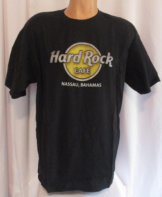 Hard Rock Cafe Shirt Mens Large Black Nassau Bahamas Music Bar Souvenir Tee
