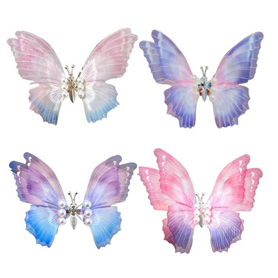 4 Stück Schmetterling Haarspangen Mädchen, 3D Glitzer Farbverlauf Haarschmuck Mä