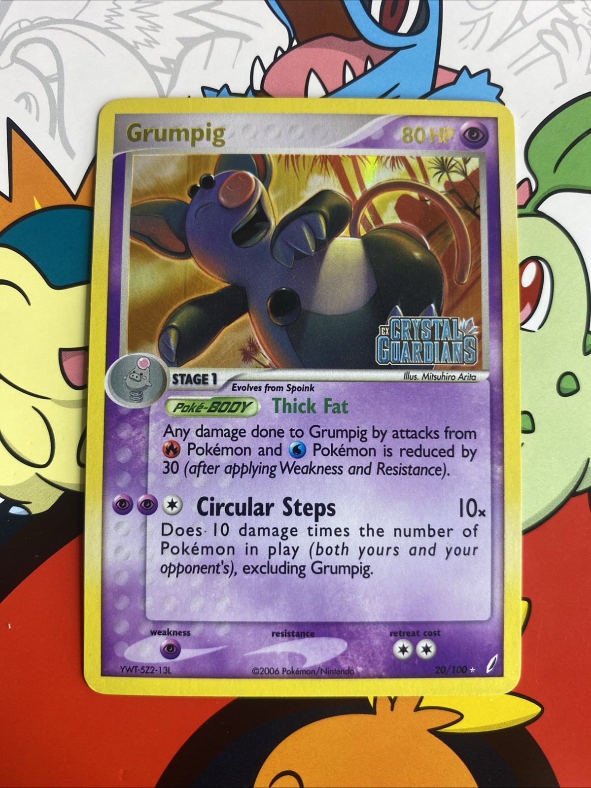 Pokemon Card - Grumpig Crystal Guardians Stamped 20/100 Reverse Holo NM