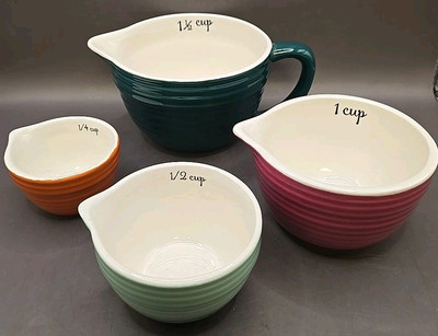 4 ASHLAND Ceramic NESTING MEASURING CUP Set Stackable 1 1/2, 1, 1/2 & 1/4 Cups