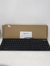 Amazon Basics Low Profile USB Wired Keyboard Matte Black QWERTY UK Layout