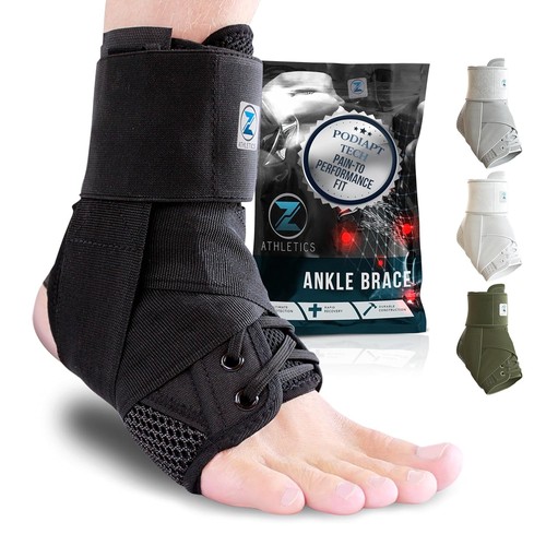 Zenith Ankle Brace, Lace Up Adjustable Support – for Large (Pack of 1), Black - 第 1/6 張圖片