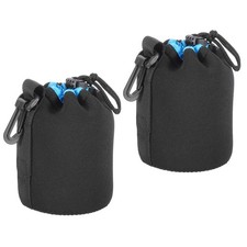 2Pcs 3.5" IDx5.5" H Camera Lens Bag with Thick Protective Neoprene Black Blue