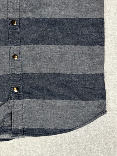 Volcom Cambro Shirt Mens Large Blue Gray Striped Short Sleeve Button Up Slim Fit - Picture 5 of 12