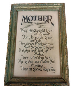 Framed Mother Poem  Print1920-1930 by John Drescher Co. NJ #53 of his art print
