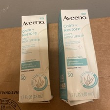 LOT OF 2 Aveeno Calm Restore Daily Moisturizer SPF 30 1.7fl.oz / 48ml