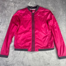 Nike Running Jacket Women L Pink Dri-FIT Full Zip Windbreaker 520336-660 Vented