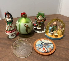 Assorted Vintage Christmas Holiday Ornaments Lot Of 6