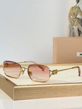 MIU MIU MU C50S Gold Metal Square Sunglasses Pink Gradient Lenses 54-21-125