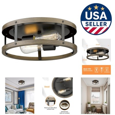 Retro 2-Light Flush Mount Ceiling Light - Perfect for Hallways & Bedrooms