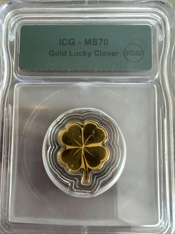 Gold Lucky Clover 1/500 Oz 9999 Gold Lucky Clover ICG MS70 Slab