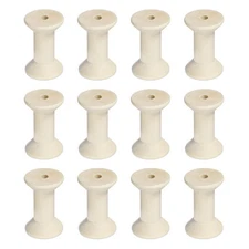 Wooden Empty Spools, Empty Sewing Bobbins, 2 In & 12 Pcs & Natural Color