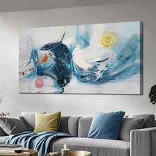 Ardemy Abstract Wall Art Canvas Modern Textured Teal White for Living Room Pa...