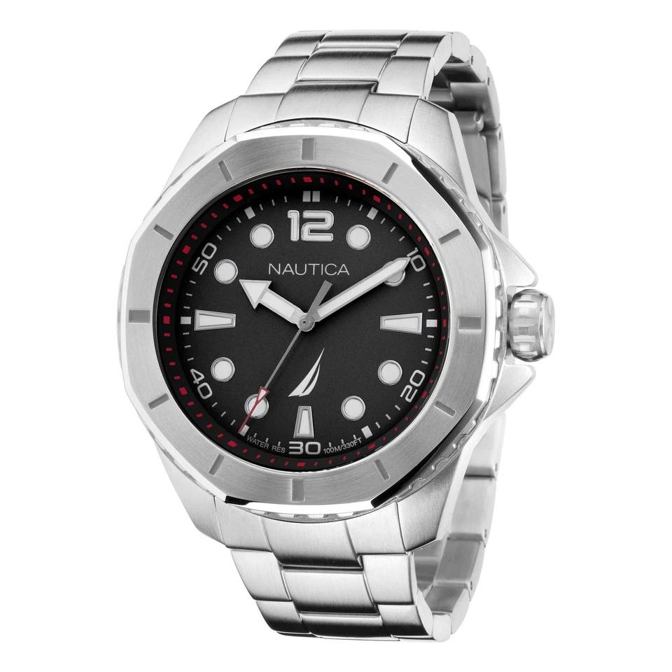 Reloj de pulsera para hombre + correa NAUTICA KOH MAY BAY NAPKMF205 acero inoxidable negro Foto 2 de 4
