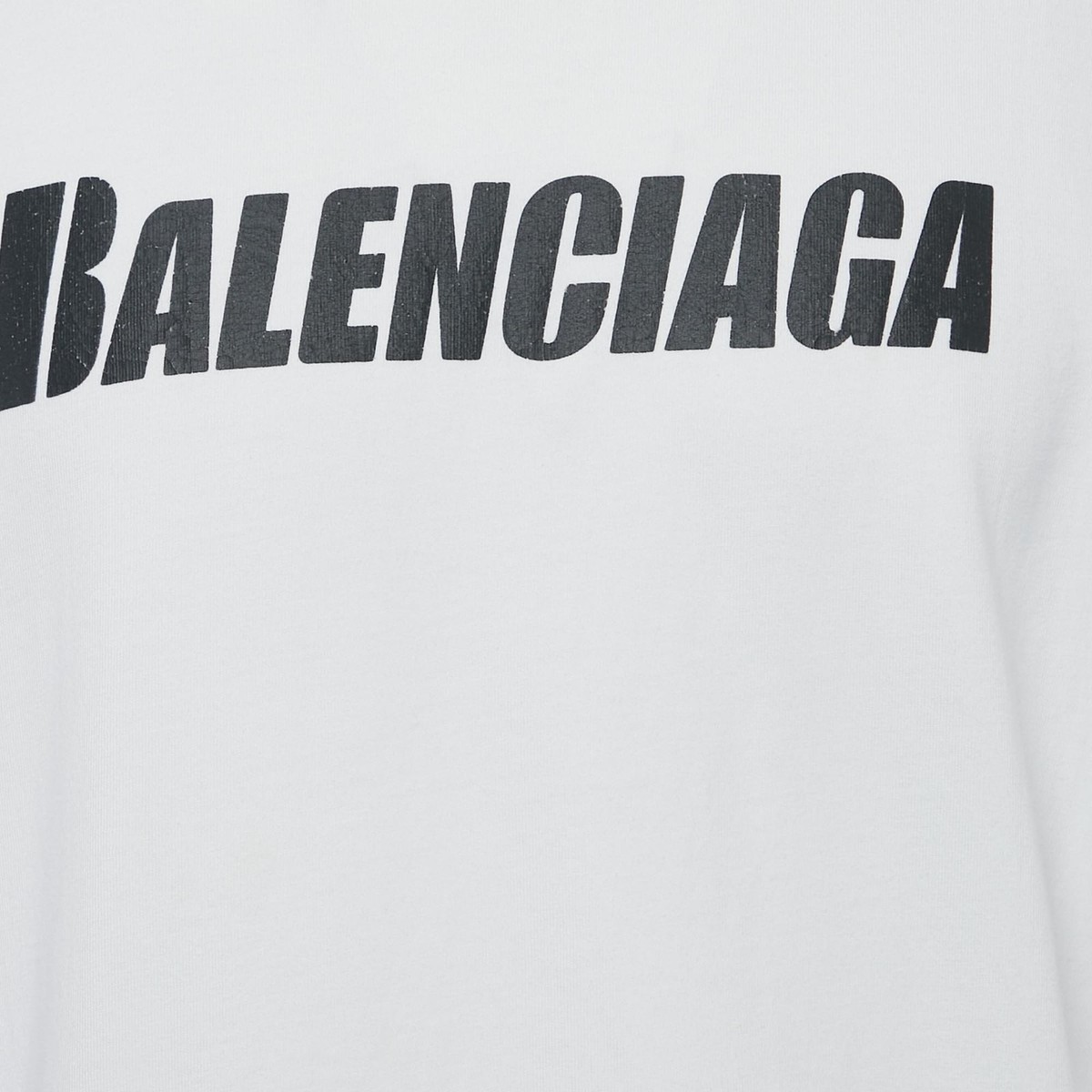 BALENCIAGA UNIFIT ホワイト Tシャツ Balenciaga Unifit White Logo Print Distressed Jersey Boxy T