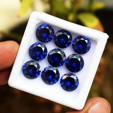 40 CT Flawless Royal Blue Sapphire Round Cut Certified Loose Gemstone 9 Pcs Lot