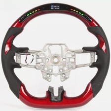 Red Carbon Fiber Smart Led Leather Steering Wheel For 15-23 Ford Mustang Gt.new