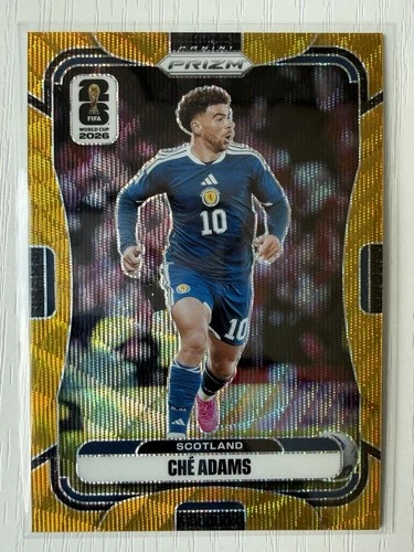 2026 Panini Prizm World Cup FIFA Che Adams #391 Gold Wave 10/10 BOOKEND Scotland