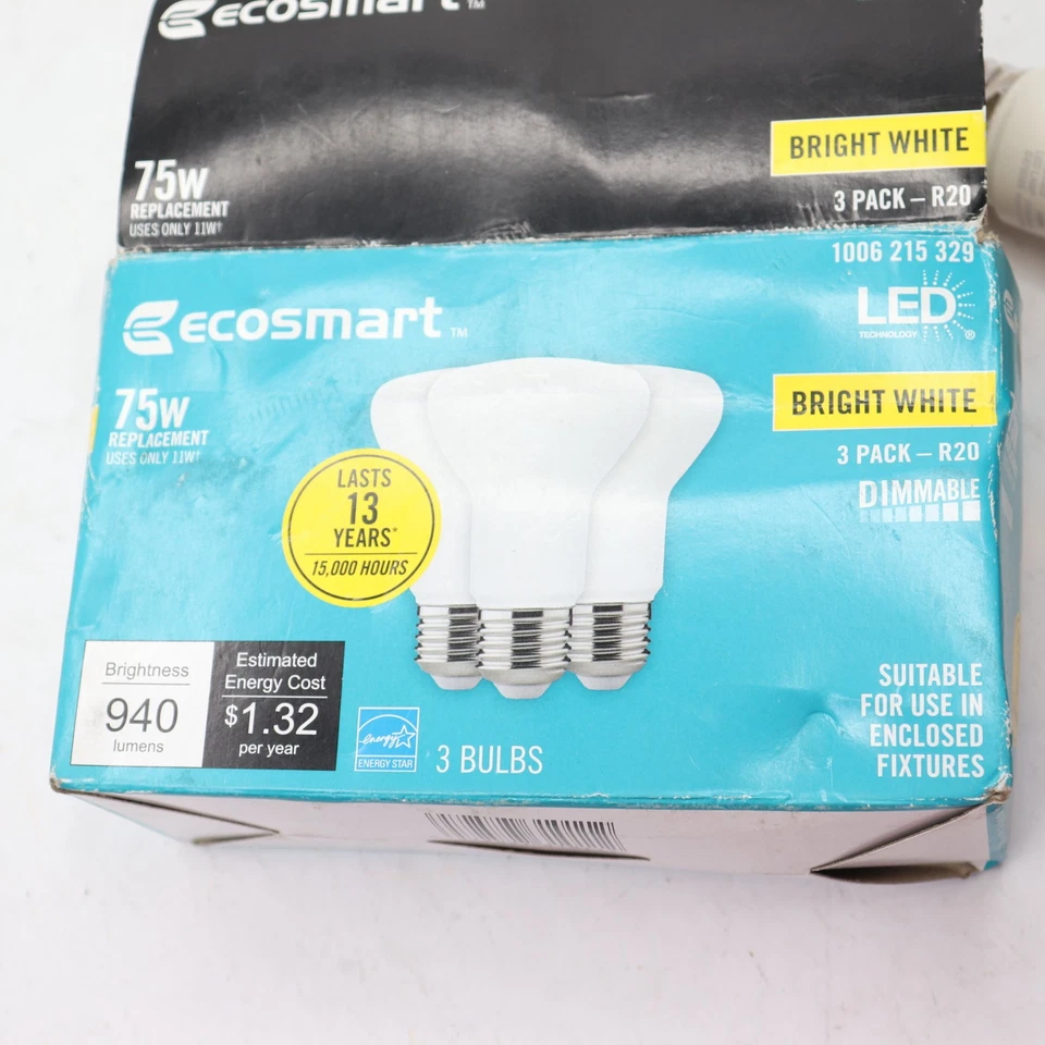 (3-Pk) EcoSmart Dimmable LED Light Bulb Bright White R20 3000K 75W R20 11W 3000K - Image 4 of 4