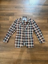 Hackett London Blazer Mens Made in Italy Linen Cotton Plaid Sport Coat Jacket