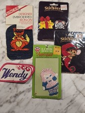 Vintage Iron-On Patch Lot NOS Singer Foxy, Sticklers Holiday Mouse, Wendy Name