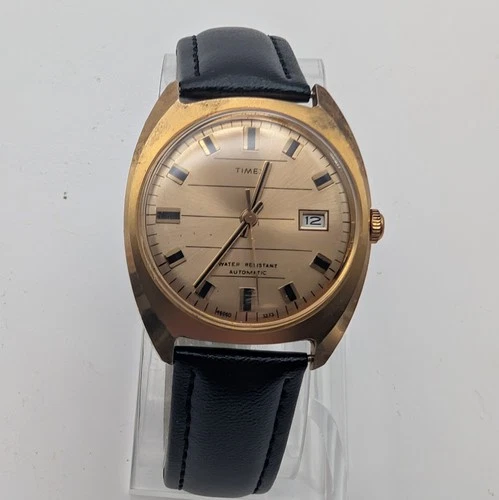 1973 Timex Viscount 34mm Automatic Date 46660 3273 Gold-Tone – Keeps Time