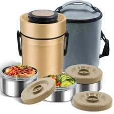 67oz Thermos for Hot Food, 3 Layered Stackable Insulated Lunch Box, Soup Ther...