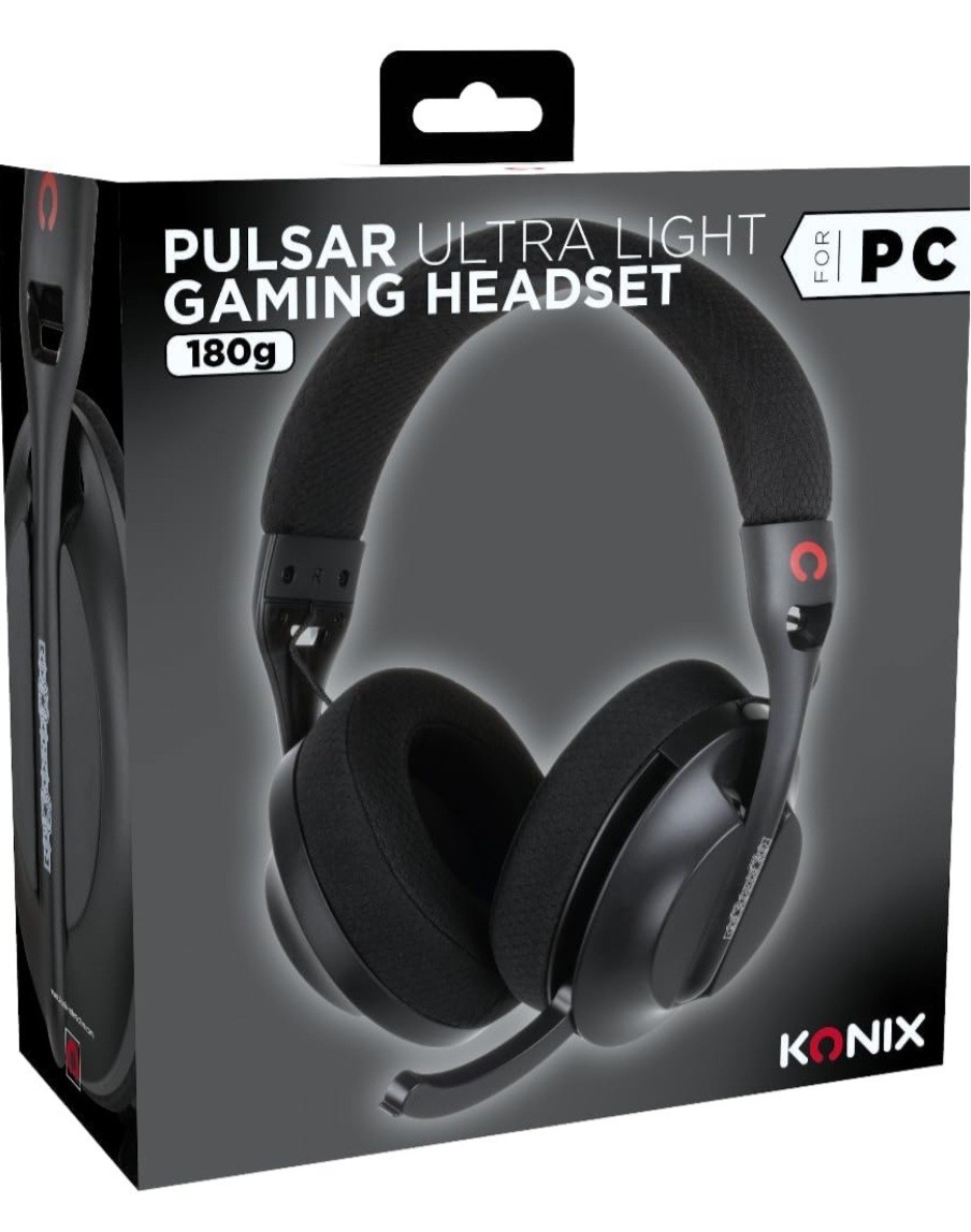 Casque gaming Konix Pulsar noir avec micro pour le télétravail et le jeu sur PC
