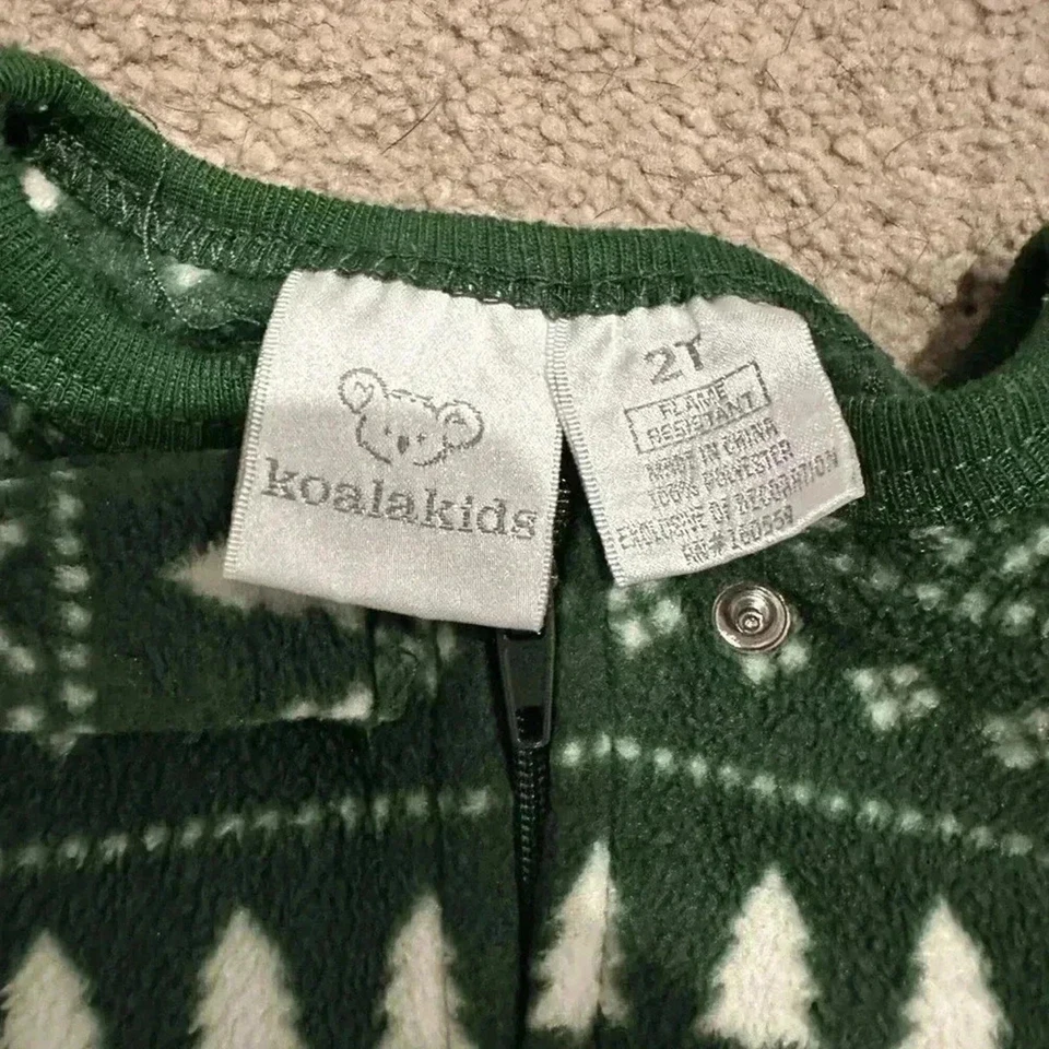 Праздничный общий молнии Fair Isle цельный Sleepwear Рождество зеленый 2T - Изображение 4 из 4