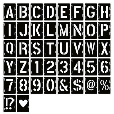 1 Inch Letter Stencils Symbol Numbers Craft Stencils, 42 Pcs Reusable 1 inch 