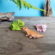 Miniatur Eidechse Chamäleon Axolotl Kröte Figuren Harz Deko Garten