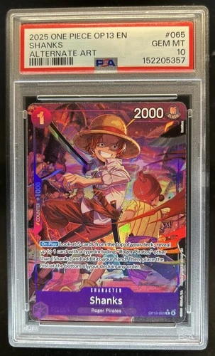 2025 One Piece Carrying On His Will Shanks Rare #OP13-065 PSA 10 GEM MINT
