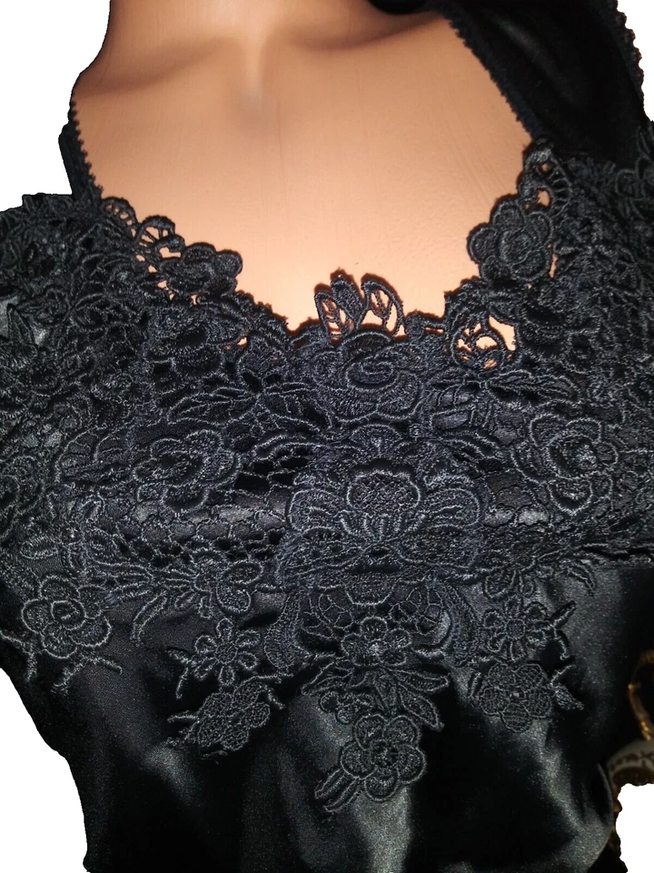 Camisón de salón satinado de colección encaje veneciano brillante cami top volantes bEXY m Foto 2 de 4