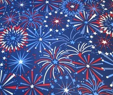 Fireworks on Blue Fabric, BTHY, Patriotic, 4th of July