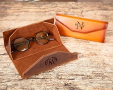 Leather Foldable Glasses Case with Magnetic Closure  Personalized