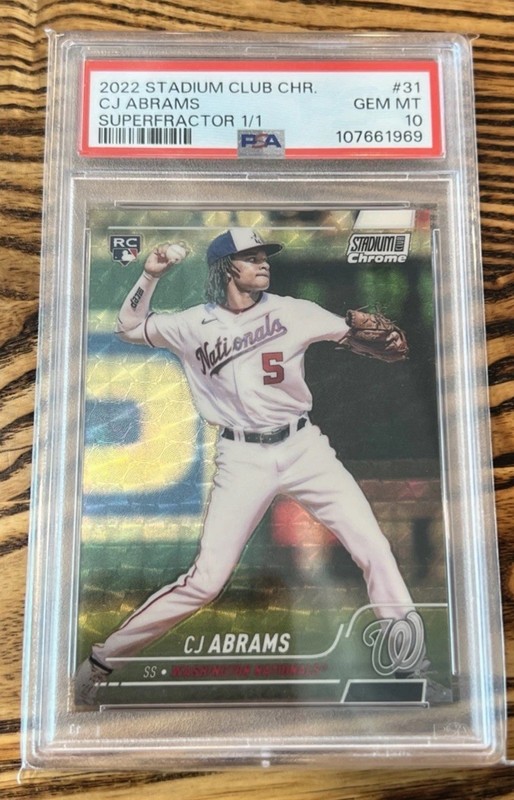 2022 Stadium Club Chrome Rookie CJ Abrams 1/1 Superfractor #31 PSA 10 Nationals