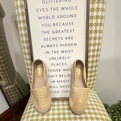 J.CREW Women s Beige Woven Slip-On Comfort Flats Round Toe US 6 Gorgeous 