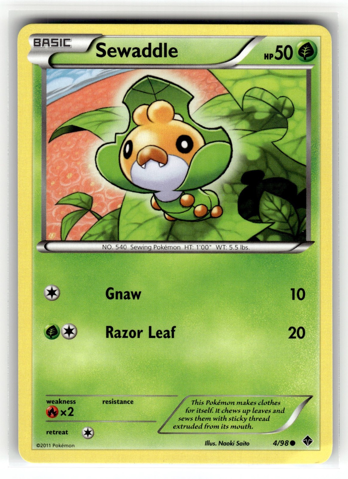 Pokemon: Emerging Powers - #4/98 Sewaddle (x5-NM)- Common.V05