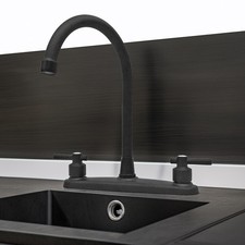 Matte Black Stainless Steel RV Kitchen Sink Faucet 2 Handles 3 Holes 8'' G1/2