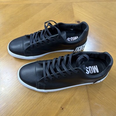 Moschino Milano Men s Black Leather Low Top Sneakers EU 45 US 11 11.5 Authentic!