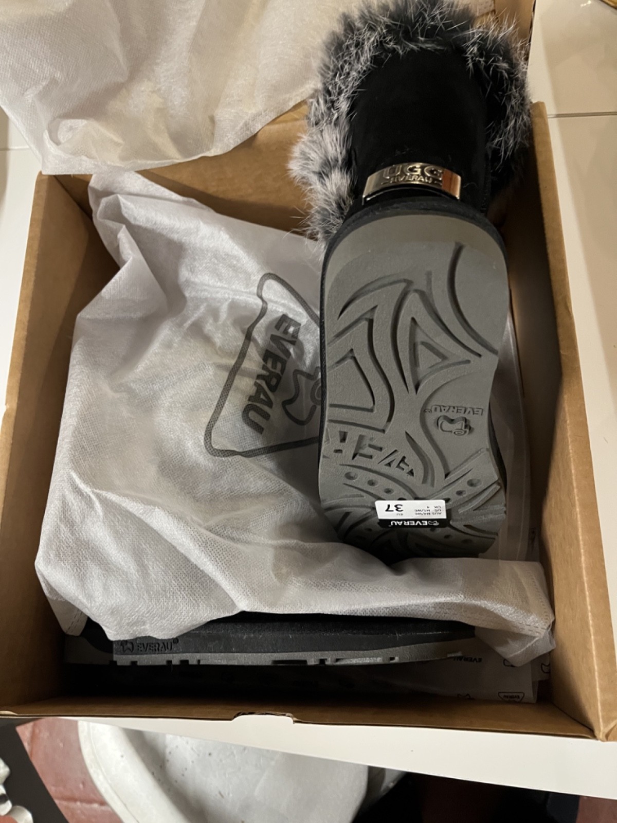 BNIB UGG AUSTRALIA sheepskin and fur black boots UK4 EU37 image 6