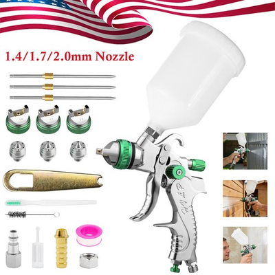 #ad HVLP Air Paint Sprayer Gun 1.4 1.7 2.0 w 600cc Cup for Car PrimerWall Painting $28.49