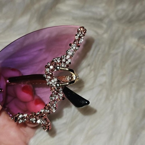 Purple Butterfly Rhinestone Sunglasses - Picture 4 of 7
