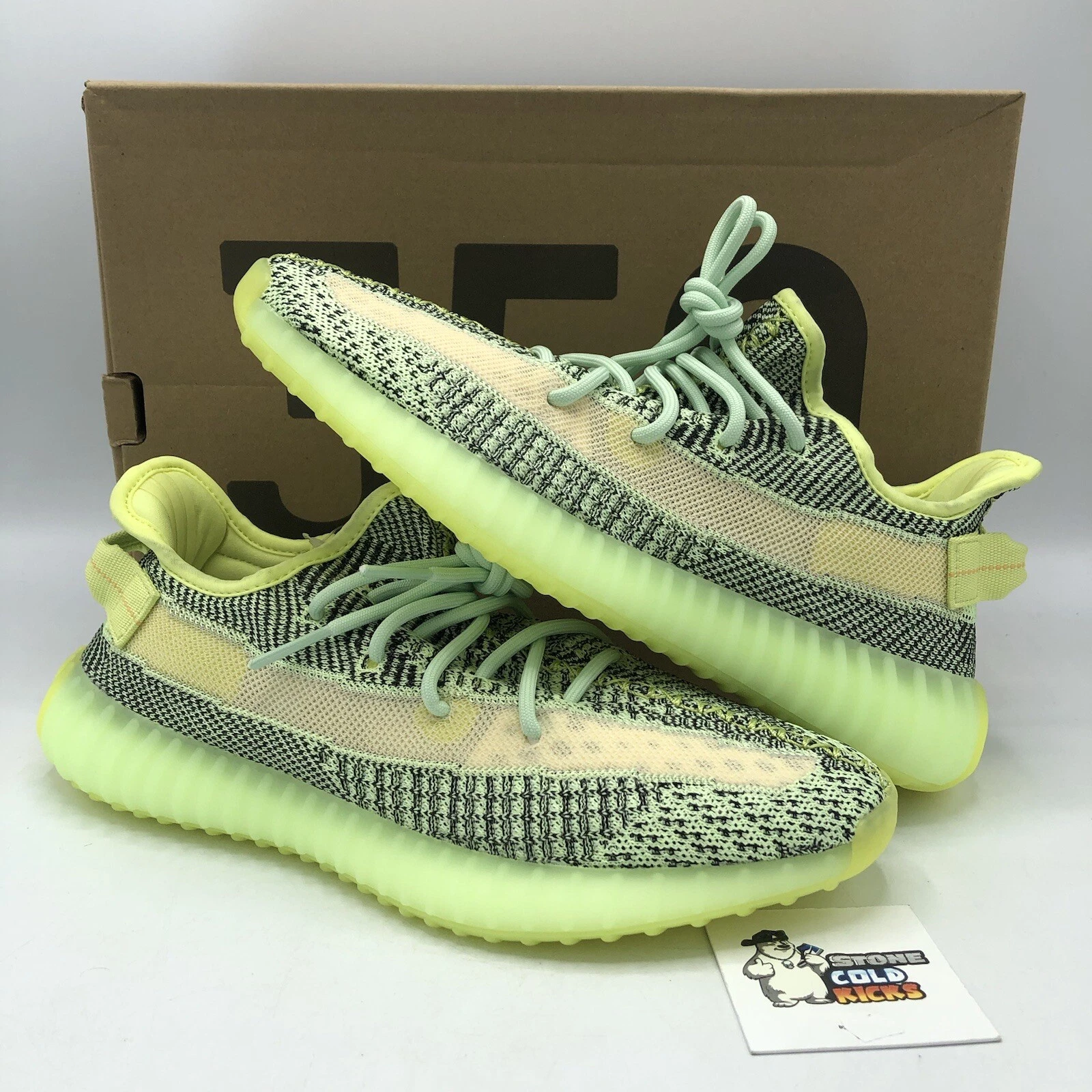 Adidas Yeezy Boost 350 V2 Yeezreel taglia 9 5 FX4130 RF riflettente 3M verde giallo