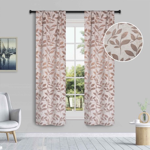 Leaves Washable 36" Wide Rod Pocket Room Darkening Blackout Curtains, Set of 2 - Picture 148 of 171