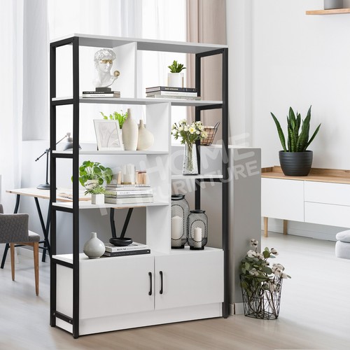 5 Tier Display Cabinet Shelf Storage Home Bookshelf Bookcase Stand Rack White - Picture 3 of 12